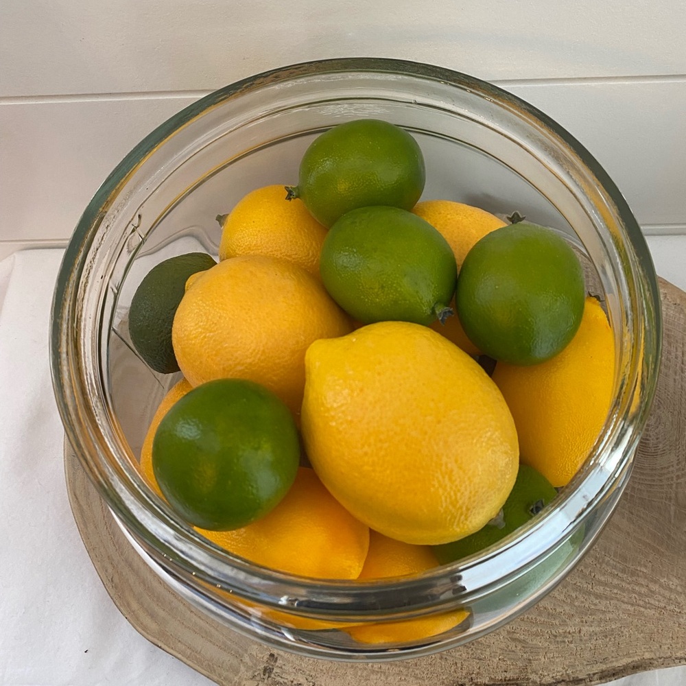 Large Glass Jar With Faux Lemons and Limes Cottagecore Farmhouse Kitchen Decor - Picture 6 of 9
